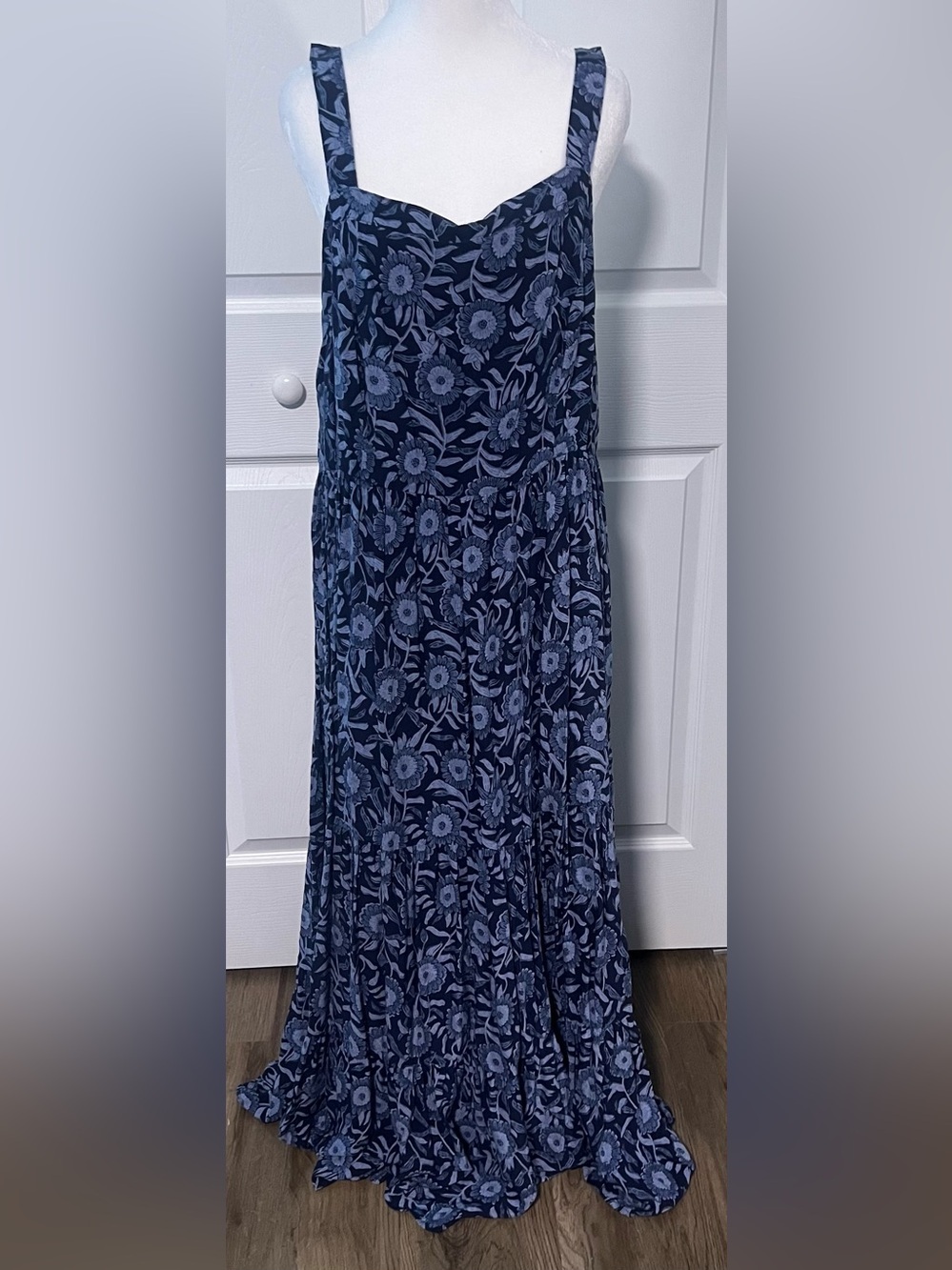 Women's Old Navy Blue Floral Tiered Maxi Dress